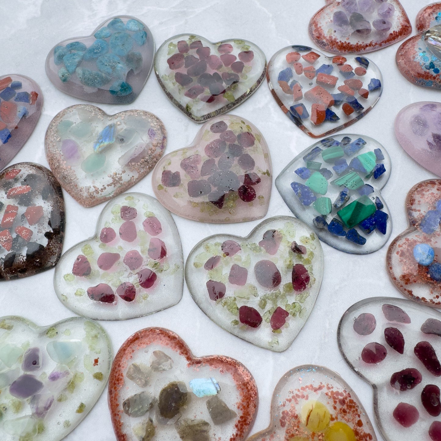 Resin & Crystal Hearts handmade by papa moon
