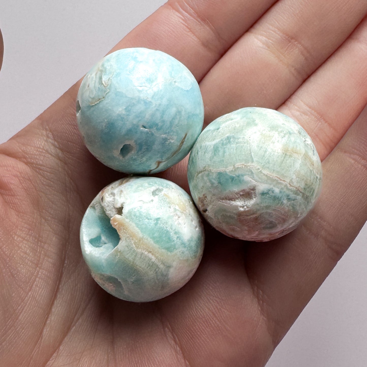 3x Blue Aragonite Spheres
