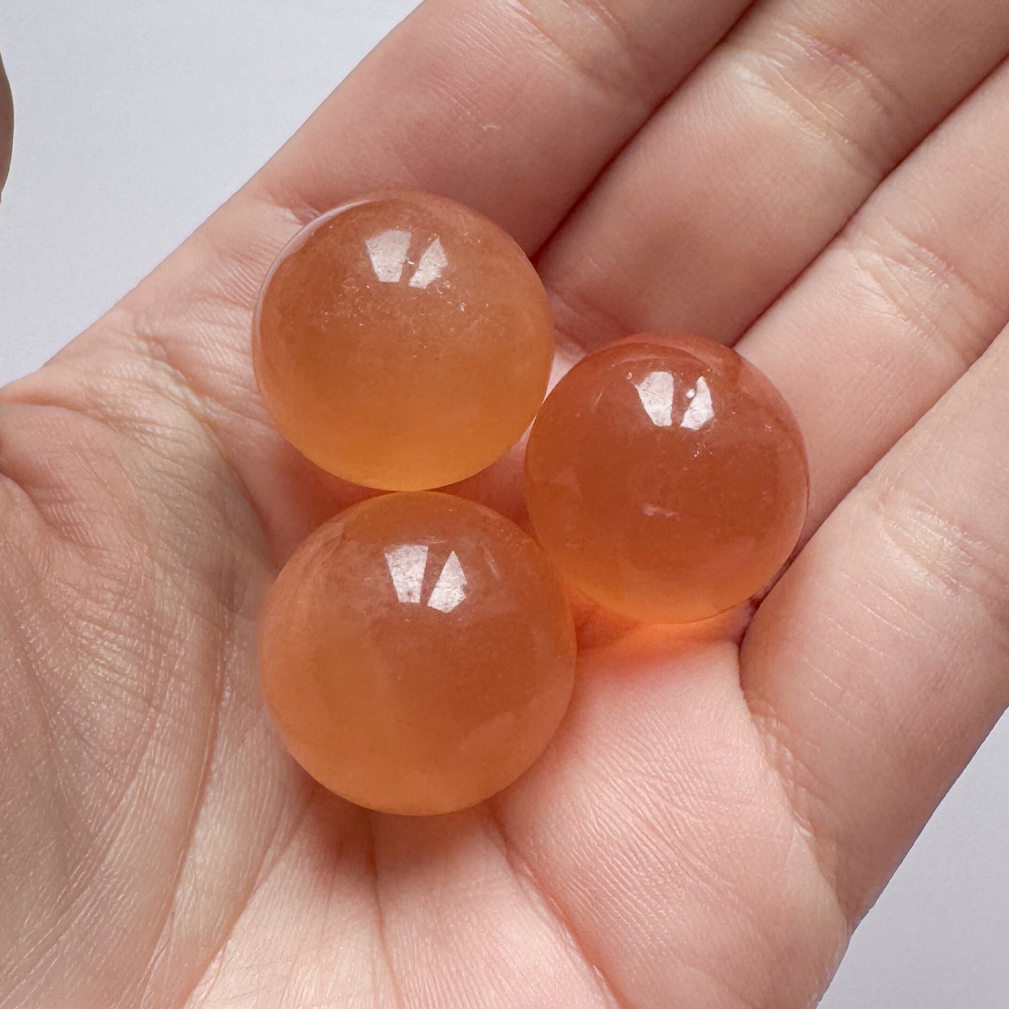 3x Caramel Calcite Spheres