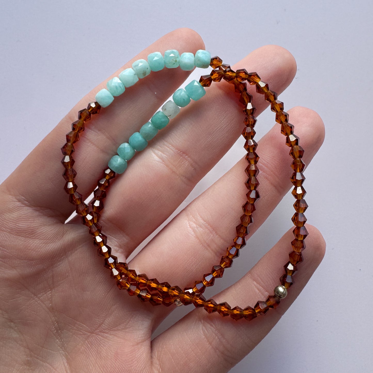 Amazonite & Glass Bead Bracelet
