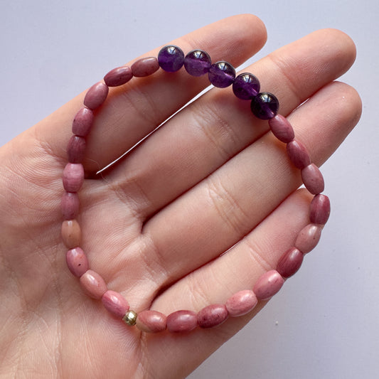 Rhodonite & Amethyst Bracelet ONLY ONE