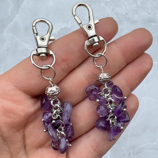 Amethyst Bead Keyring Charm