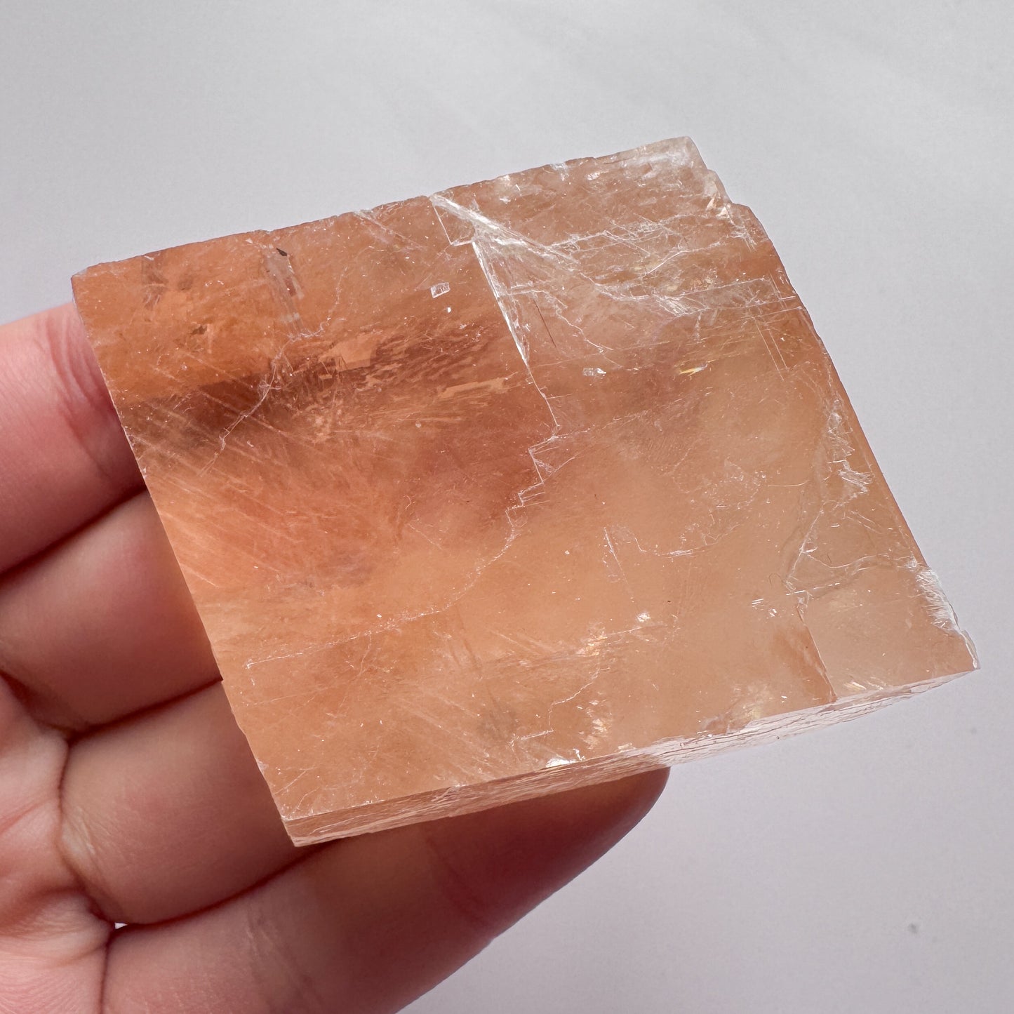 Peach Optical Calcite (With Rainbows)