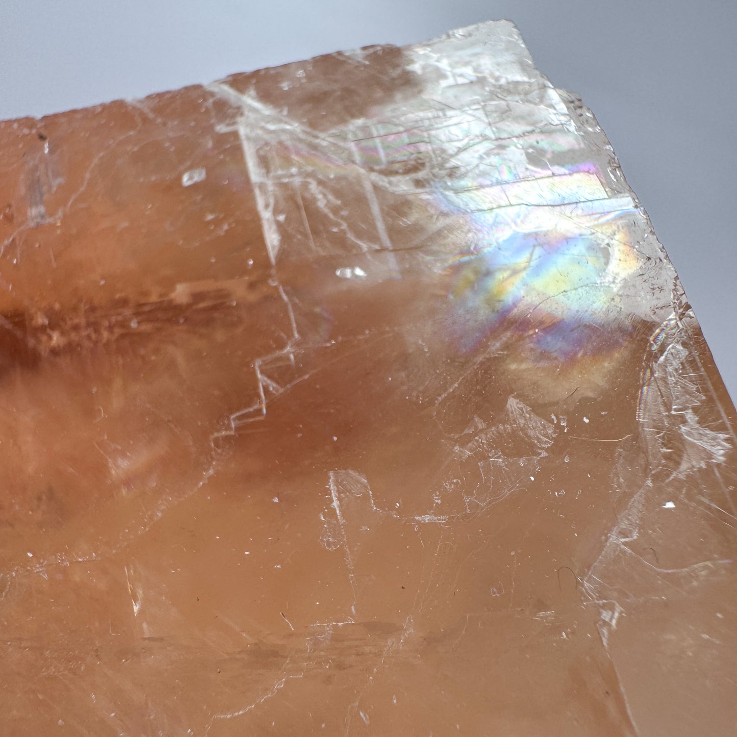 Peach Optical Calcite (With Rainbows)