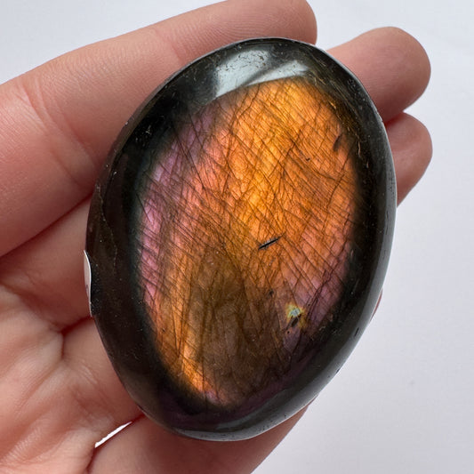 Sunset Labradorite Palmstone (Orange & Pink Flash)