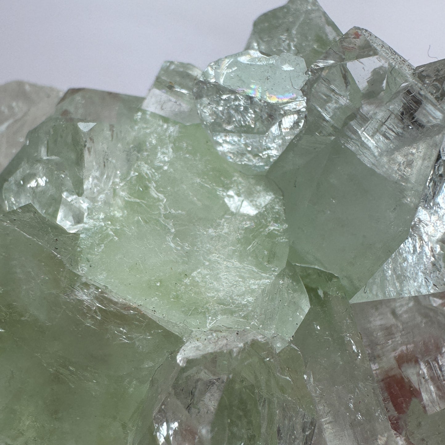 Cubic Green Fluorite With Rainbows