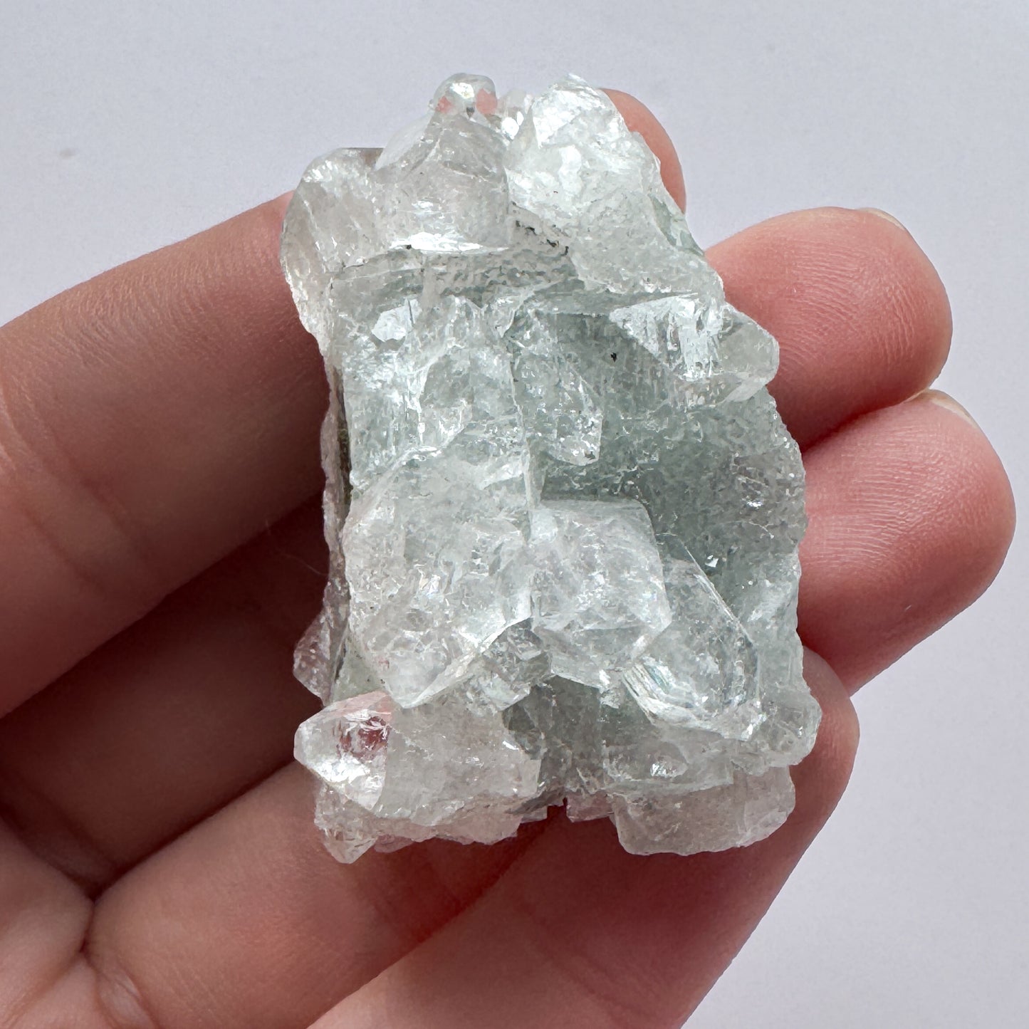 Apophyllite Cluster with pink flash