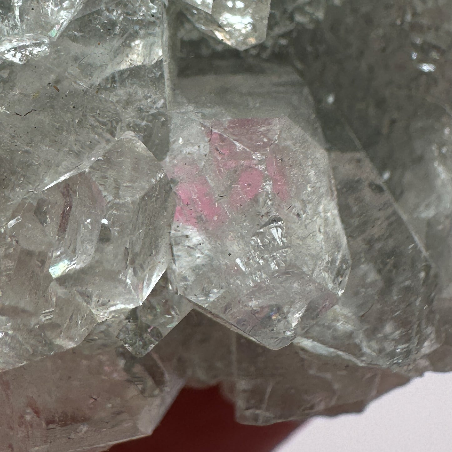 Apophyllite Cluster with pink flash