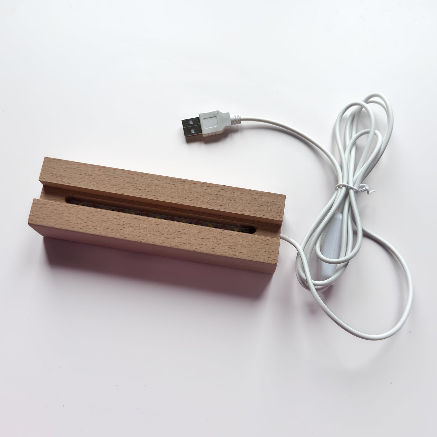 USB Wooden Light Base Crystal Stand