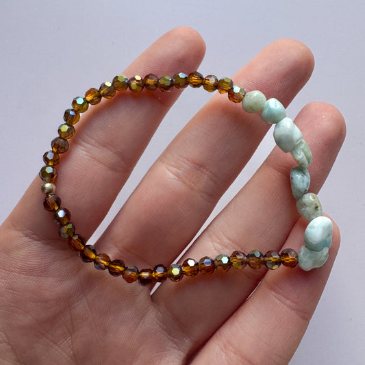 Larimar & Glass Bead Bracelet ONLY ONE