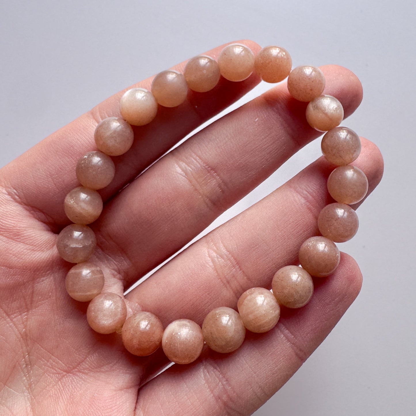 Peach Moonstone Flashy Bead Bracelet